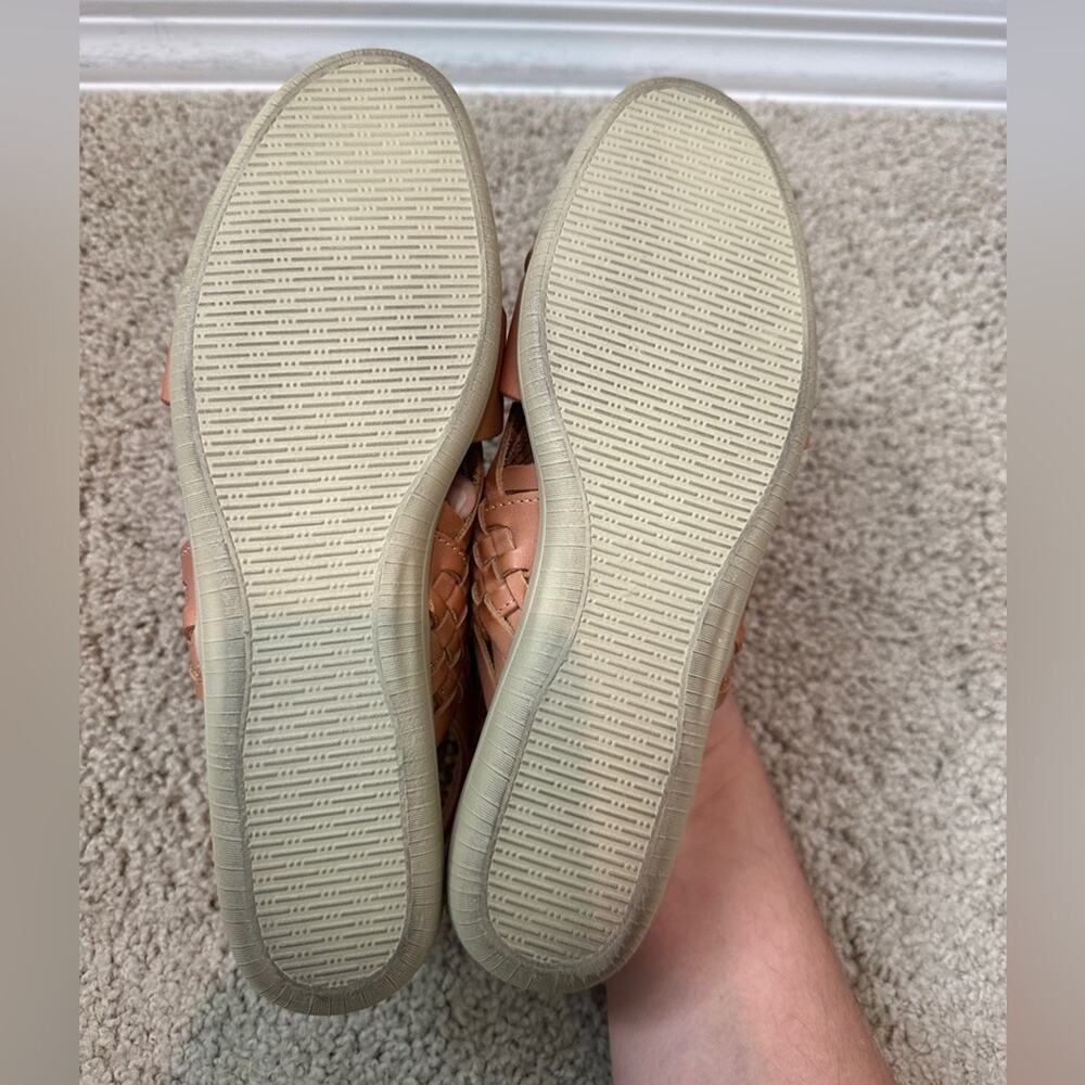SOFTSPOTS | Leather Slingback Sandals Tan Woven Comfort Flats | Women’s 8N - Picture 8 of 8